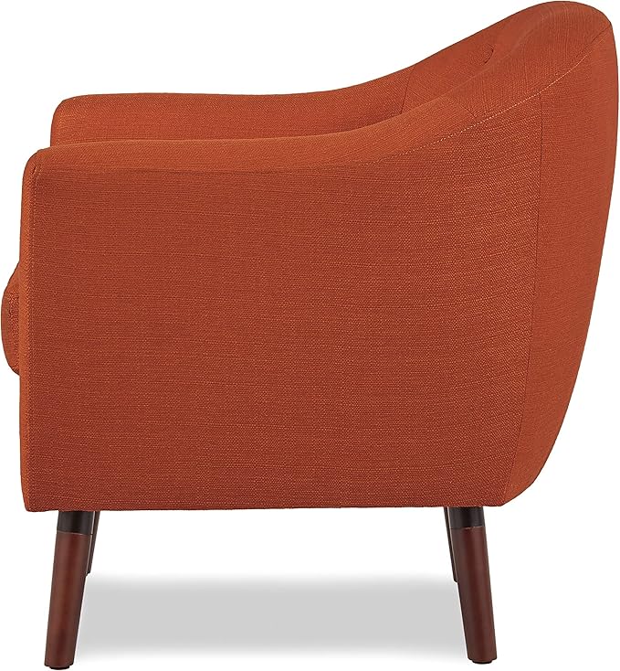 Homelegance Lucille Modern Accent Chair Upholstered Reading Chair with Button-Tufted Back Sloped Arms Removable Seat Cushion Cover and Espresso Wood Legs for Living Room Bedroom or Office Orange