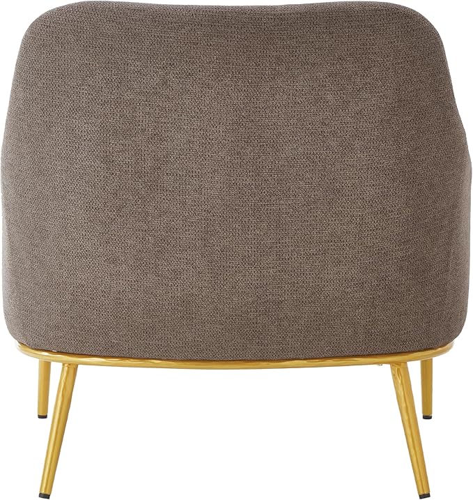 Christopher Knight Home Justin Modern Accent Chair with Metal Legs Chenille Upholstered Lounge Chair Indoor Curved Backrest Armchair Soft Cushion Seating for Living Room Reading Home Brown