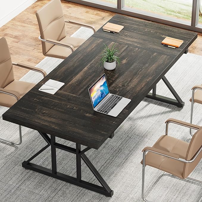 Tribesigns 70.8-Inch Executive Desk Large Computer Office Desk Workstation Modern Simple Style Laptop Desk Study Writing Table Business Furniture for Home Office (Black Oak 70.8 Inch)