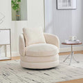 30 Modern Round Chenille Barrel Accent Chair 360° Swivel Ergonomic Comfy Upholstered with Pillow for Living Room Bedroom Reading Room Balcony Lounge Beige