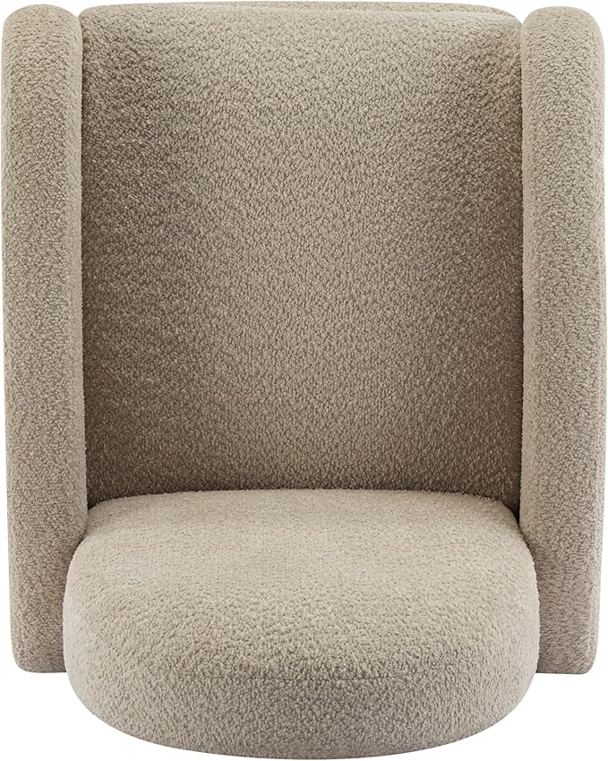 GDFStudio Swivel Glider Recliner Chair Nursery Rocker Recliner Chair with Boucle Upholstered High Back Single Seat Sofa Chair with Deep Seat Manual Nursing Reclining for Living Room Almond