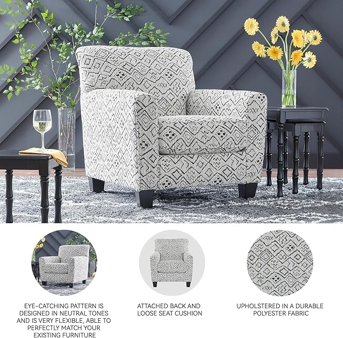 Signature Design by Ashley Hayesdale Modern Accent Chair with Removable Cushions and Tapered Legs Black &amp Gray