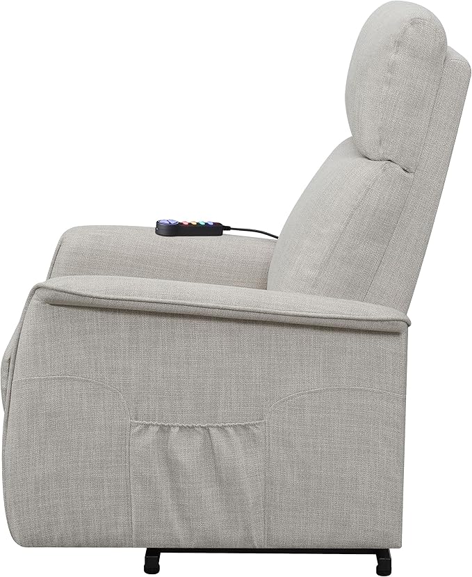 Coaster Home Furnishings - Henrietta - Fabric Upholstered Power Lift Massage Chair with Heat &amp Massage Functions USB Charging Port and Wired Remote - Living Room - Beige - 609407P