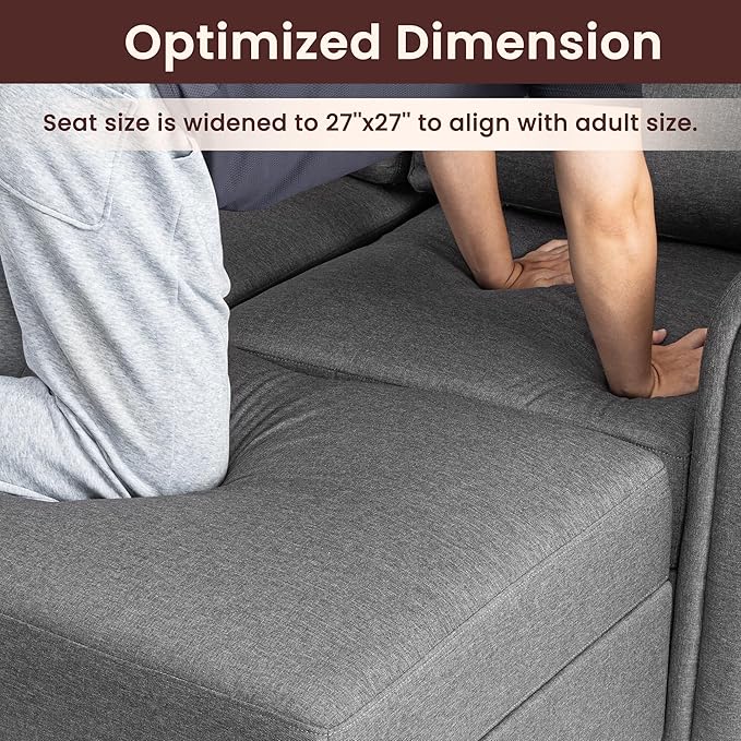 Modular Sectional Sofa Couch with Storage Space Underneath 93''L 3 Seater Sofa with Deep 27'' Seat &amp Rolled Armrest Design Wood Frame Seat with Dual Spring and Memory Foam Cushion