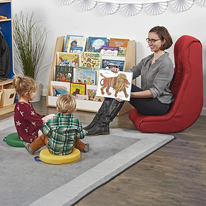 Factory Direct Partners Soft Tufted Floor Rocker - Cushioned Ground Chair for Kids Teens and Adults - Great for Reading Gaming Meditating TV - Red 10488-RD