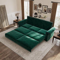 93.7 King Pull Out Sofa Bed Velvet Convertible Sleeper Couch with Nailhead Trim Oversized Mid Century Modern Chesterfield Sofa Sleeper Sectional Couch for Living Room Green