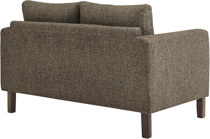 Modway Hawken 54 Inch Boucle Loveseat in Antique Espresso with Wood Legs – Mid-Century Modern Small Space 2-Seater Sofa for Living Room Bedroom or Office Lounge