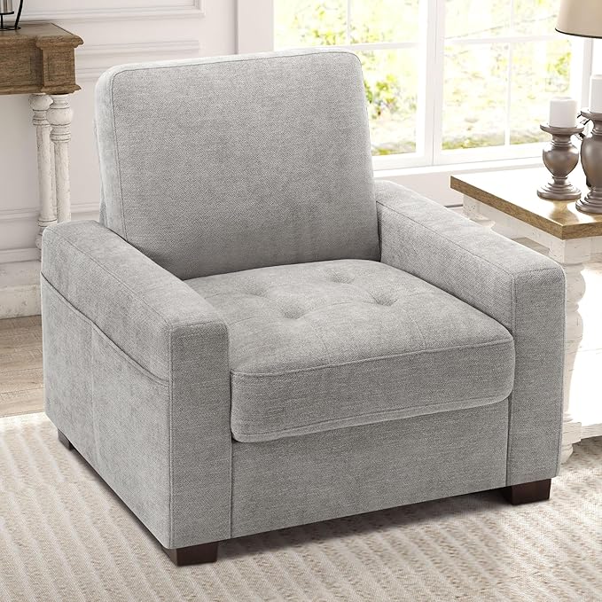 WorthFurni 38 Inch Sofa Couch - Modern Sofa with Removable Covers and Pockets