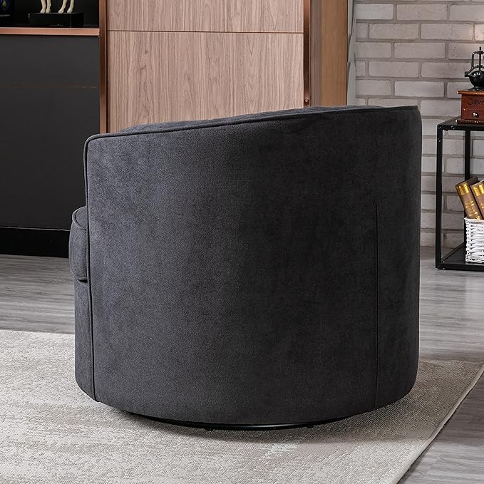 33” Wide Swivel Barrel Chair Comfy Tufted Back Accent Round Barrel Chair Leisure Chair for Living Room Bedroom Hotel