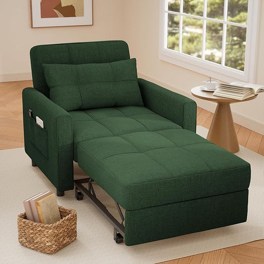 Gizoon Sofa Bed Chair 3 in 1 Convertible Pullout Single Sleeper Chair Bed with Adjustable Backrest Spacious Multifunctional Sofa Couches for Living Room Bedroom Apartment