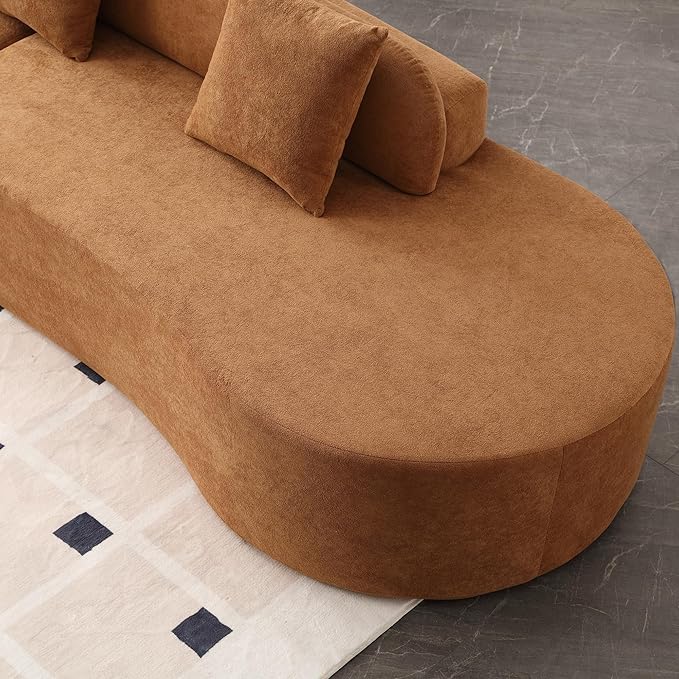 Oversized Boneless Symmetrical Cloud Couch Modular Sectional Sofa Couch for Living Room 130.5 Curved Floor Foam Cloud Sectional Sofa with 3 Toss Pillows