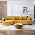124.8 Yellow Bonded Curved Sofa Living Room Cloud Couch Modern Upholstery Boucle Sofa Comfy Lazy Cream White Modular Sectional Sofa with Pillows for Bedroom Apartment Left Facing