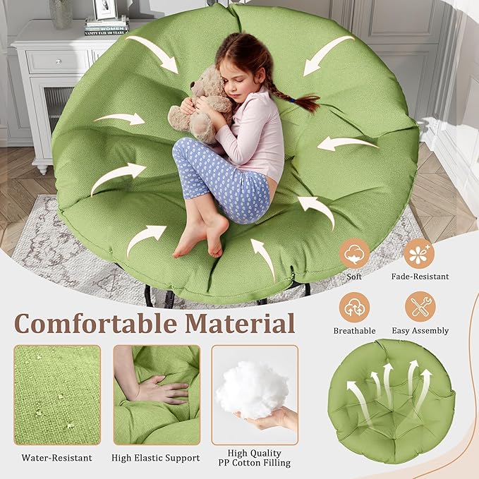 46 Papasan Chair with Cushion and Frame Ergonomic Wicker Papasan Circle Chair for Living Bedroom Reading Room Lounge
