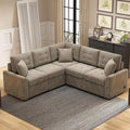 Velvet Fabric L-Shape Reversible Sleeper Sectional Sofa Couch 2 in 1 Pull Out Convertible Sofa Bed with Wheels and USB Ports for Living Room Apartment Office