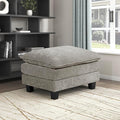 Lexicon Chenille Upholstered Rectangle Ottoman Foot Stool Black Faux Wood Feet Durable Frame Large Padded Modular Sectional Couch Add Ons for Living Room Bedroom Assembly Required Dark Pewter