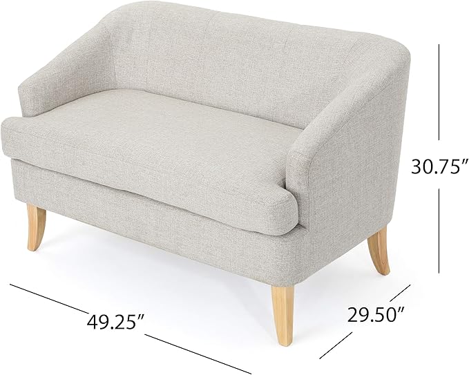 Christopher Knight Home Sheena Mid-Century Modern Fabric Loveseat Beige / Natural