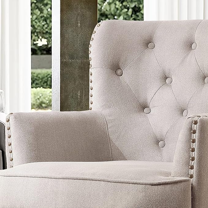Rosevara Atlas Mid-Century Modern Accent Chair - Upholstered Tufted Armchair with Soft Cushion for Living Room Bedroom &amp Small Spaces