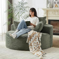 Oversized Round Chaise Lounge Chair Indoor 55W Circle Comfy Armchair with Deep Seat Floor Cloud Boneless Chair Upholstered Modern Cozy Sofa Chairs for Living Room Bedroom(Corduroy Green)