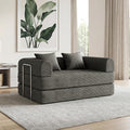 53.15'' Convertible Compressed Corduroy Folding Cloud Sofa Bed Modern Boneless Pull Out Loveseat Sleeper in a Box 4 in 1 Floor Mattress Futon Cloud Couch No Assembly Needed Grey 2 Pillows Full