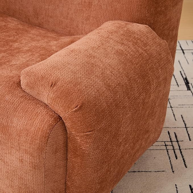 Chenille Oversized Armchair 42 Wide Upholstered Accent Chairs with Ergonomic Design Lazy Comfy Reading Lounge Chair with Deep Seats for Living Room Bedroom Dorms (Orange)