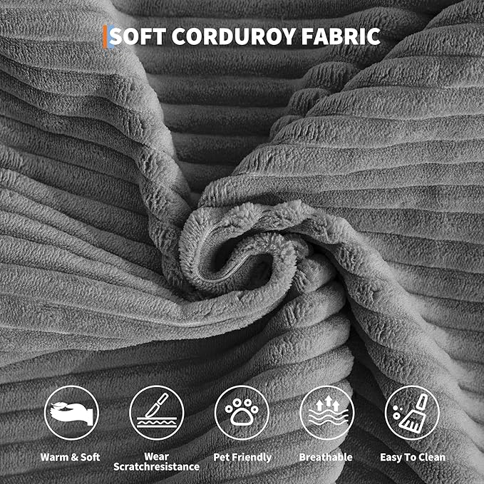 Garvee 5-in-1 Convertible Sofa Bed 78.8 Modular Corduroy Sleeper with Sturdy Frame &amp No Assembly Multi-Functional Futon for Small Space Living Room &amp Guest Room (Green) (Gray-A)