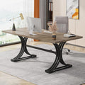 Tribesigns 63 Large Office Desk Modern Executive Desks with Stylish Legs Wood Computer Desk Business Furniture Work Desk for Home Office (Grey and Black)