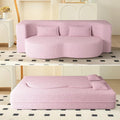 78 Convertible Sofa Bed 2-in-1 Folding Floor Couch with 2 Pillows Sleeper Sofa for Living Room and Bedroom No Assembly Required (Pink Teddy Fabric)
