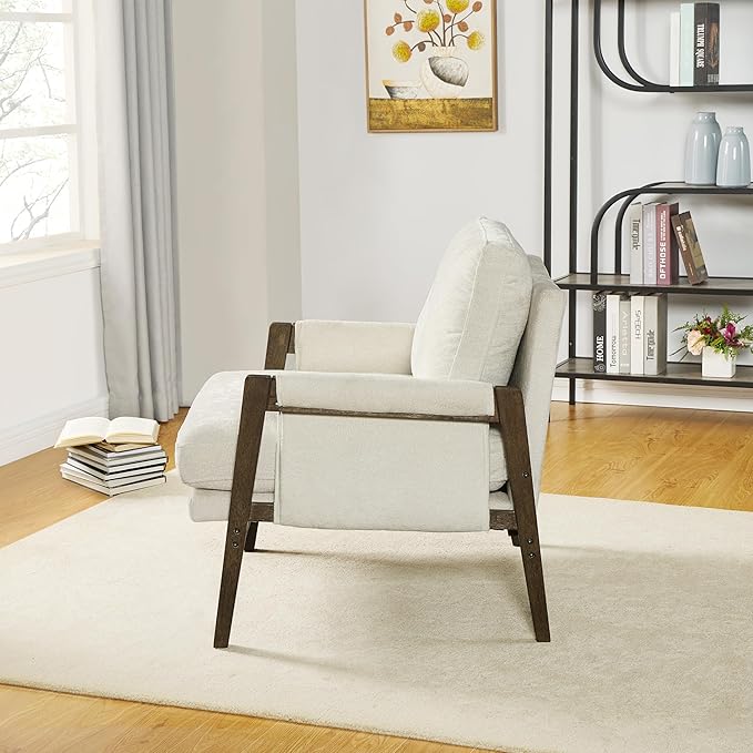 Roundhill Furniture Kelly Mid-Century Modern Accent Armchair White