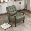Lexicon Modern Accent Chair Luxury Genuine Leather Match Living Room Chair with Tufted Cushions Solid Wood Frame and Arm Rest Comfy Upholstered Single Seat for Bedroom/Reading/Office Green