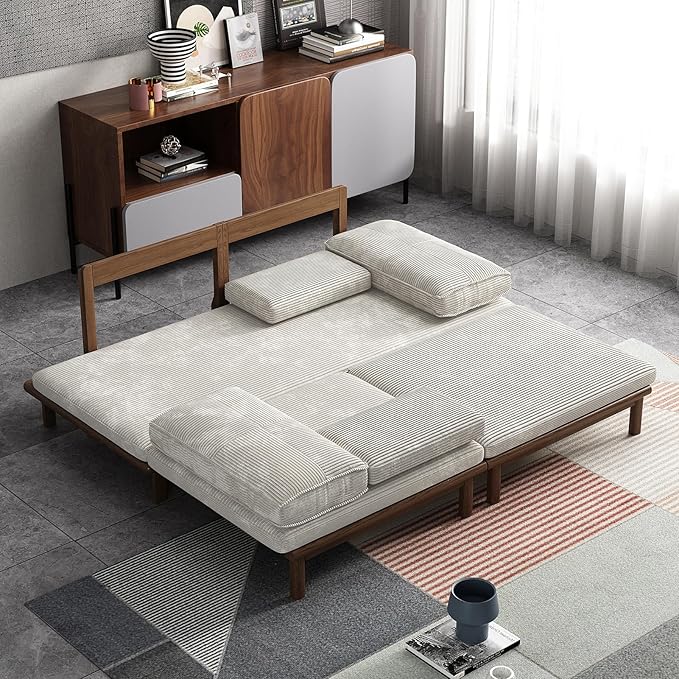 Lartis 78.7 Sofa Bed Sleeper Pull Out Couch Modern Couch Convertible Modern Futon for Living Room/Apartment/Bedroom Modular Design SofaFull Solid Wood Frame