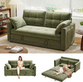 65 Convertible Folding Sofa Bed Pull Out Couch Love Seat Sleeper Bed Small Fold Out Loveseat Sleeper with Cup Holder and Pillow for Small Space Bedroom Lounge Dorm Living Room(Green)