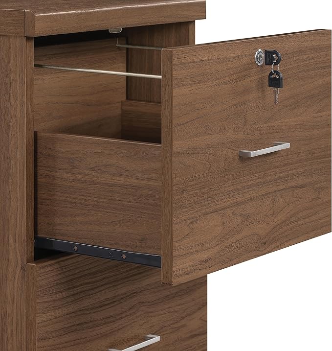 OSP Home Furnishings Alpine 2-Drawer Vertical File with Lockdowel Fastening System 16.75 inches Wide Majestic Walnut Finish