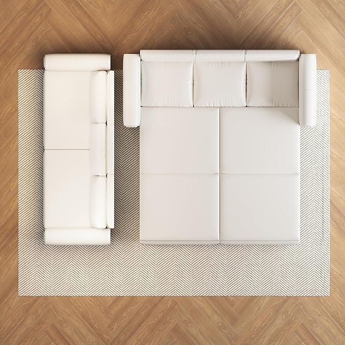 93.7 Chesterfield 3 Seater Pull Out Sofa Bed King Size with Pillows PU Leather 3-in-1 Convertible Sleeper Couch with Nails Trim Space Saving for Living Room Cream White
