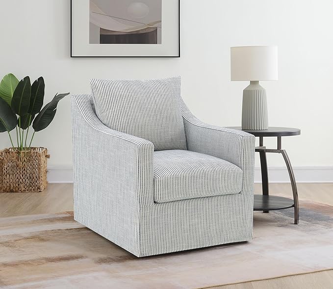 Coaster Home Furnishings - Winter - Wood - Upholstered Accent Chair with Sloped Arms Removable Seat Cushion and 360-Degree Swivel - Living Room - Grey - 904137