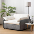 50*43 Oversized Chenille Single Sofa Chair Wide and Deep Seat Accent Chair Modern Upholstered Comfy Armchair Color Blocking Couch Lounge with Pillows for Living RoomApartmentBedroom Gray+Cream