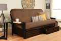 Kodiak Furniture Phoenix Full Size Futon In Espresso Finish With Storage Drawers Linen Cocoa