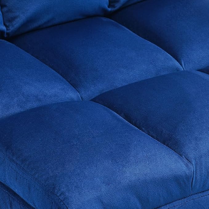 MCombo Velvet Accent Chair with Ottoman Set Modern Armless Chair for Living Room Bedroom Small Space 0014 (Velvet Blue)