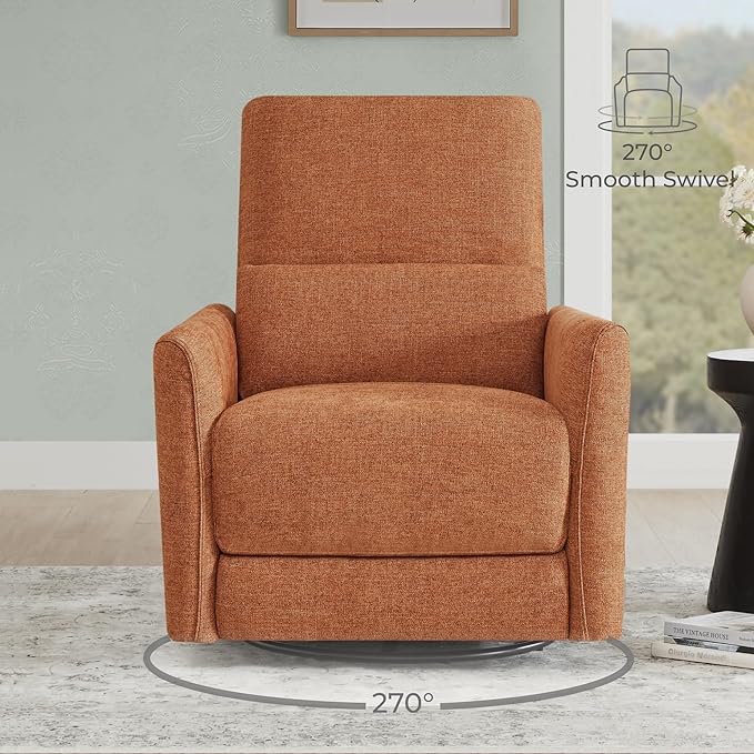 CHITA Power Recliner Chair Swivel Glider FSC Certified Fabric Living Room Nursery Reclining Sofa Chair with Lumbar SupportTerracotta