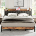 LIKIMIO King Size Bed Frame Storage Headboard with Charging Station Solid and Stable Noise Free No Box Spring Needed Easy Assembly