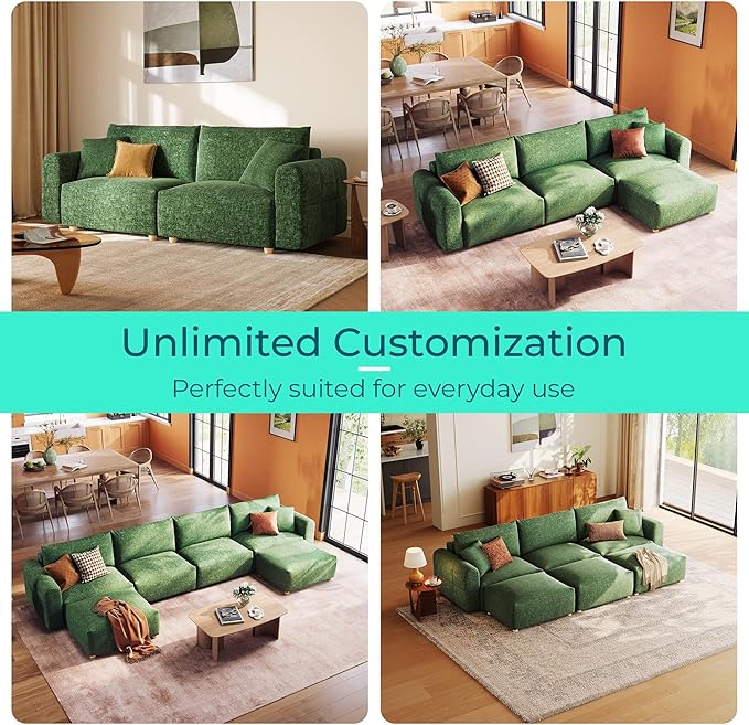 LINSY HOME Versatile Console Modular Sectional Oversized Couch Multifunctional Side Table with Charging Station and Storage Convertible Sectional Sofa Modular for Living Room Apartment Dorm Room