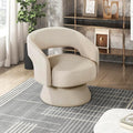 Lexicon 360 Degree Swivel Accent Chair Modern Comfy Velvet Round Barrel Chair Open Back Plush Foam Cushions Metal Swivel Base for Living Room/Bedroom/Office Taupe