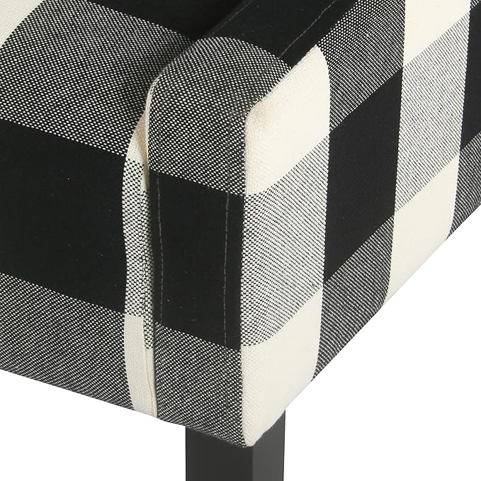 Homepop Home Decor | Upholstered Swoop Arm Accent Chair | Accent Chairs for Living Room &amp Bedroom | Decorative Home Furniture Black Plaid