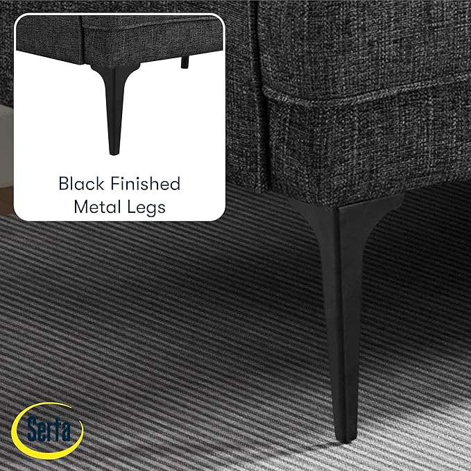 Serta® Paulsen 83.1 Split Back Convertible Futon Sofa Dreamcoil® Comfort FingerGuard® Pinch Point Protection Woven Polyester Fabric Black
