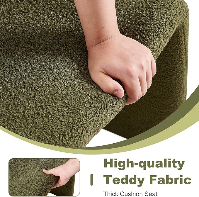 Modern Barrel Kitchen Chairs Set of 4 Upholstered Accent Chair Living Room Chair for Kitchen Waiting Room Bedroom Office Dining Room Green Teddy Velvet