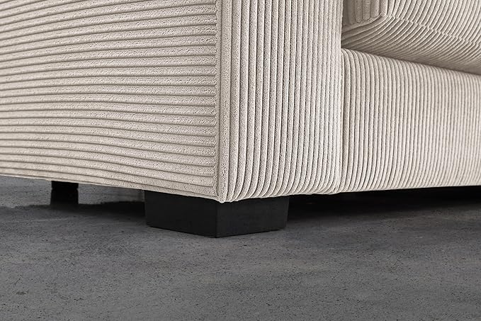 U-Shaped Cloud Sectional Couch Symmetrical Modular Compressed Boneless Sectional Sofa with Chaise Lounges and Console Plush Corduroy Boneless Corner Sofa for Living Room