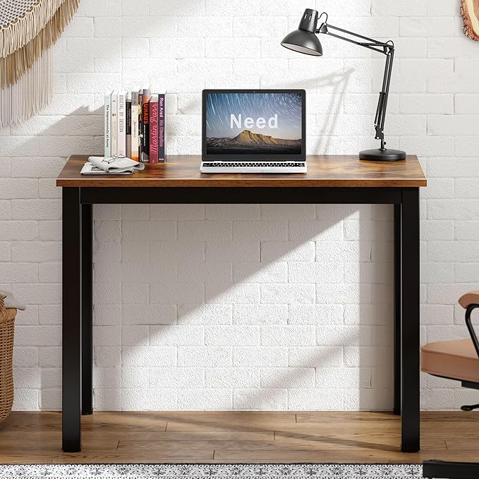 Need Small Computer Desk 31-1/2'' Sturdy and Heavy Duty Writing Desk for Small Spaces and Compact Desk Study Table Laptop Desk Rustic Brown AC3FB (80 * 40)-ND