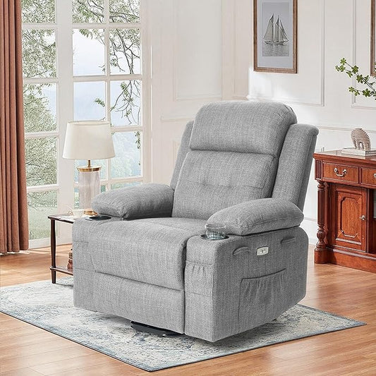 Power Lift Recliner Chair for Elderly with Massage &amp HeatLinen-Cotton Electric Recliner with USB Ports Cup Holders Side Pockets Lift Chair for Living Room Bedroom