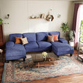 YESHOMY Sectional Couch for Living Room Modern Cloud Couch with Deep Seat and Chaise U-Shaped Sofa Couches with Padded Armrest for Small Apartment (Loop Yarn Blue)
