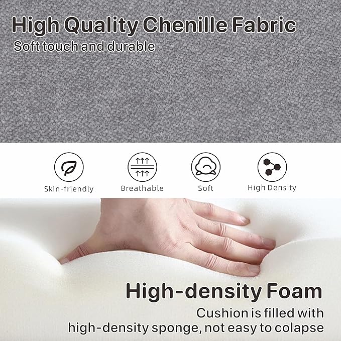 Mlmh &amp Kngwa Chenille Loveseat Sofa 59 2-Seater Couch Settee with Gold Metal Legs Comfy Upholstered Floral Small Sofa for Bedroom Living Room Apartment Light Gray