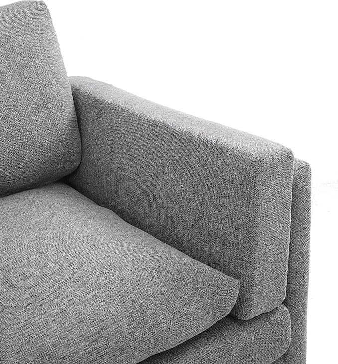 Christopher Knight Home Vincenzo 3 Seater Couch Chenille Upholstered Sofa Chair Metal Legs Couch Dual-Layer Cushions Armchair 79.5 Sectional Sofa Comfort Seating for Living Room Light Gray
